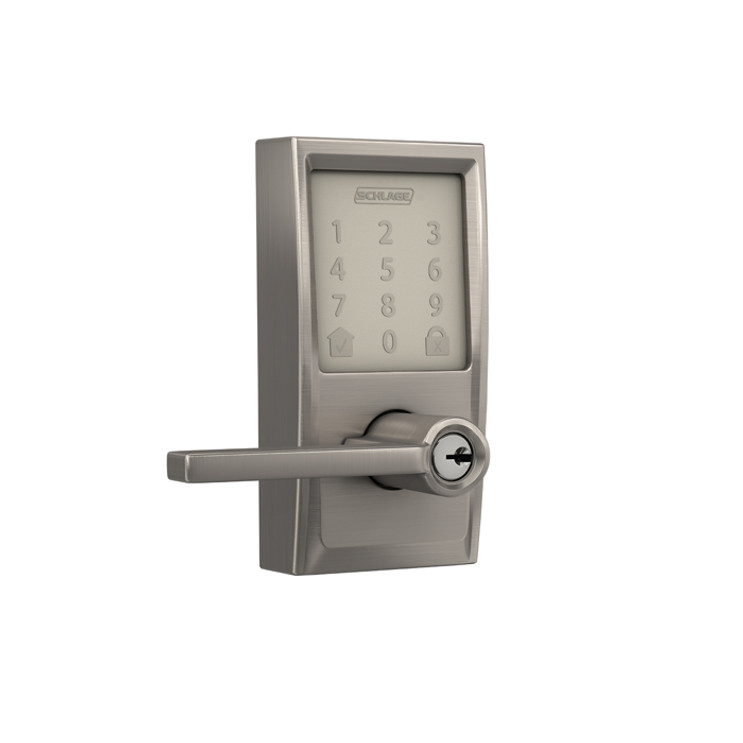 Schlage Residential Encode Smart Wifi Lever Century X Latitude, Satin Nickel