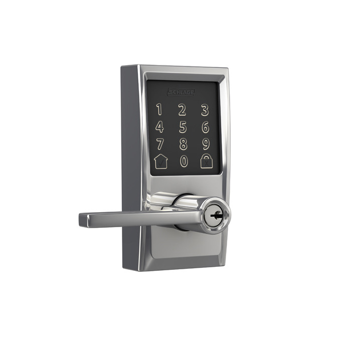 Schlage Residential Encode Smart Wifi Lever Century X Latitude, Bright Polished Chrome