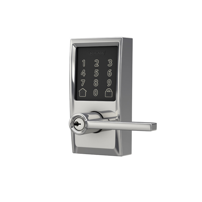 Schlage Residential Encode Smart Wifi Lever Century X Latitude, Bright Polished Chrome