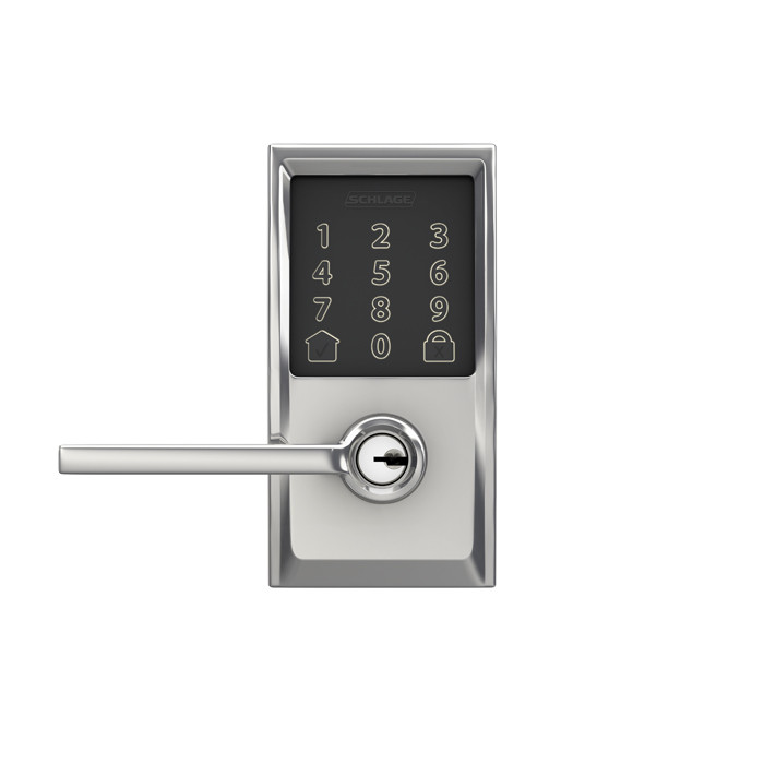 Schlage Residential Encode Smart Wifi Lever Century X Latitude, Bright Polished Chrome