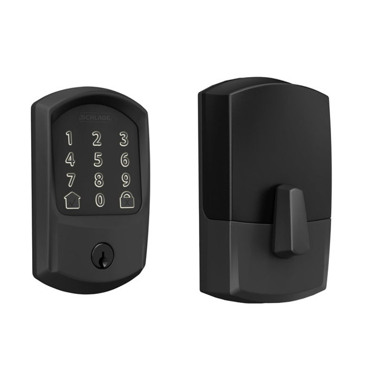 Schlage Residential BE489WBC Encode Smart Wifi Single Cylinder Deadbolt With Touchscreen, Greenwich Trim, Matte Black