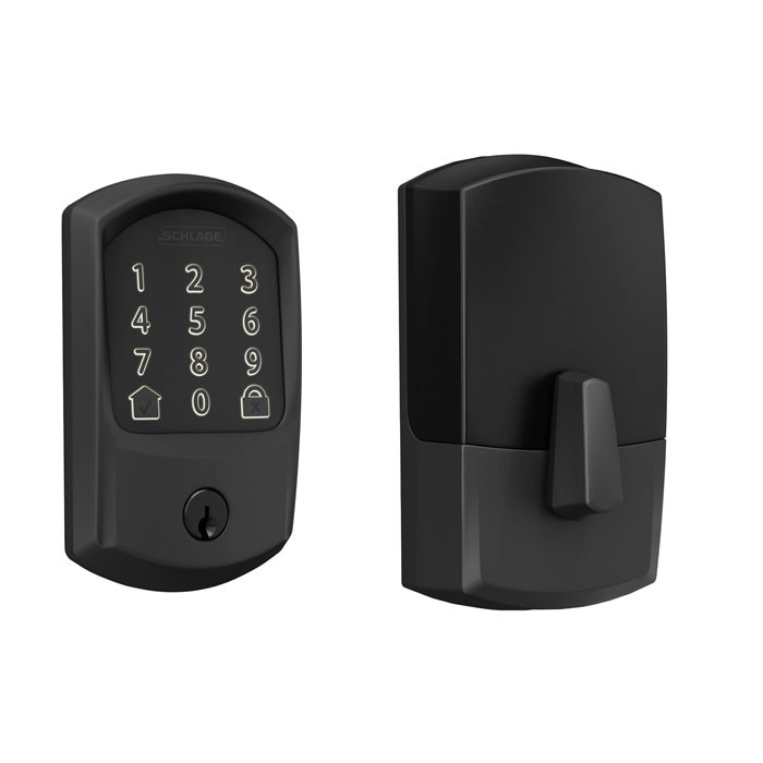 Schlage Residential BE489WBC Encode Smart Wifi Single Cylinder Deadbolt With Touchscreen, Greenwich Trim, Matte Black