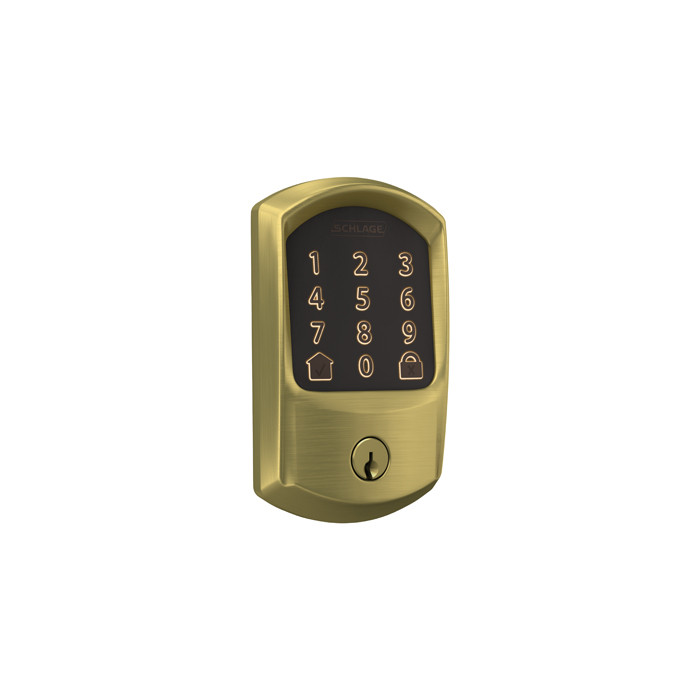 Schlage Residential BE489WBC Encode Smart Wifi Single Cylinder Deadbolt With Touchscreen, Greenwich Trim, Satin Brass