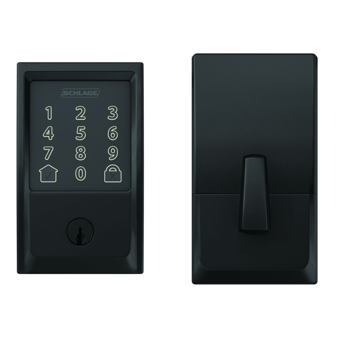 Schlage Residential BE489WBC Encode Smart Wifi Single Cylinder Deadbolt With Touchscreen And, Century Trim, Matte Black