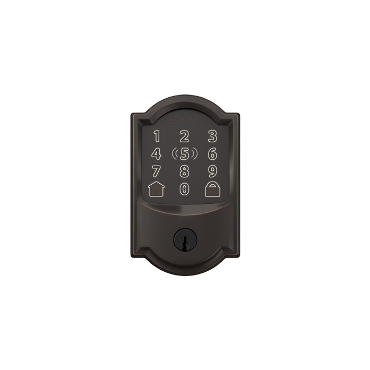 Schlage Residential BE499WB Encode Plus Smart Wifi Single Cylinder Deadbolt With Touchscreen, Compatible With Apple Homekit and Schlage Home App, Camelot Trim, Aged Bronze