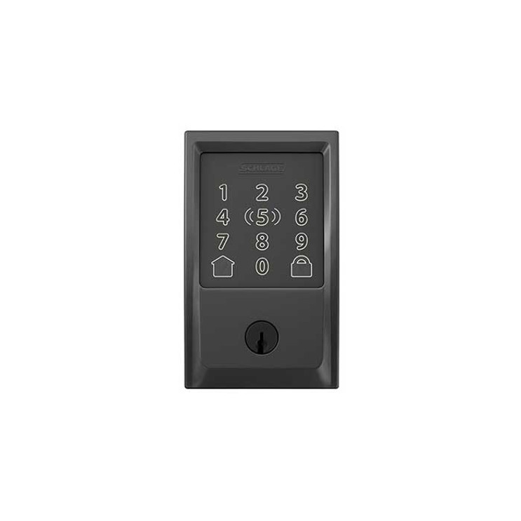 Schlage Residential BE499WB Encode Plus Smart Wifi Single Cylinder Deadbolt With Touchscreen, Compatible With Apple Homekit and Schlage Home App, Century Trim, Matte Black