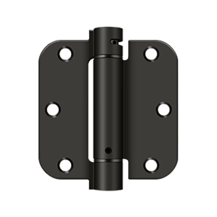 Deltana 3-1/2" X 3-1/2" X 5/8" Spring Hinge Single Action, - Round Corners, 0.097 Thickness, Oil Rubbed Dark Bronze