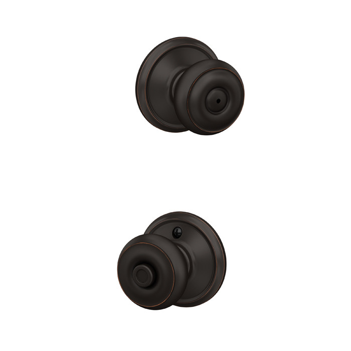Schlage Residential F40 Georgian Privacy Knob Lock In Vis Pack Function, Aged Bronze