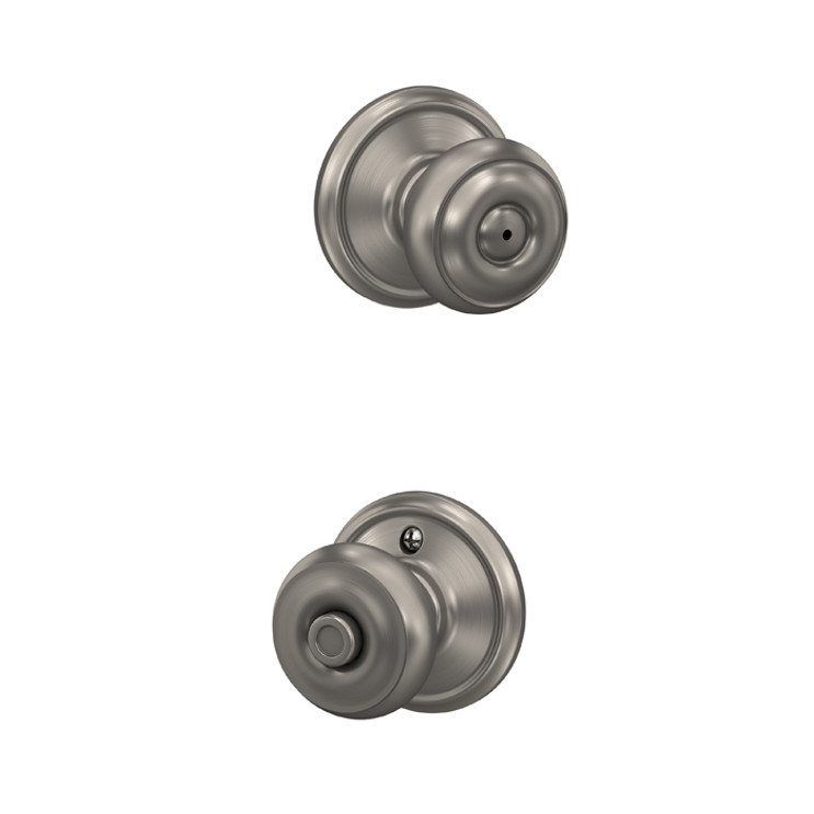 Schlage Residential F40 Georgian Privacy Knob Lock In Vis Pack Function, Satin Nickel
