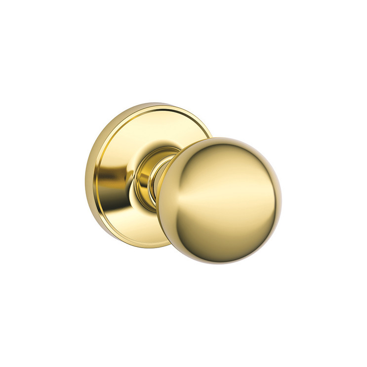 Schlage Residential J10 Corona Passage Knob Lock Function, Bright Polished Brass