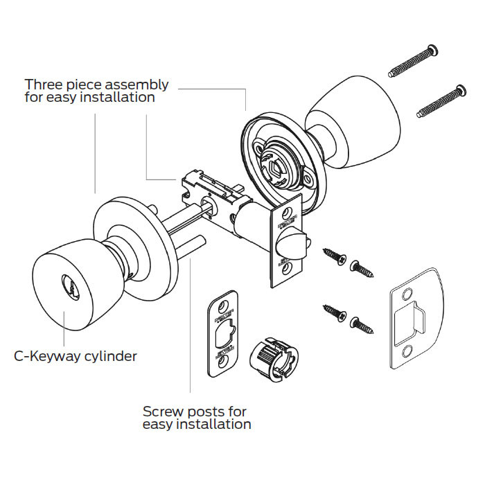 Schlage Residential J10 Dublin Passage Knob Lock Function, Satin Nickel