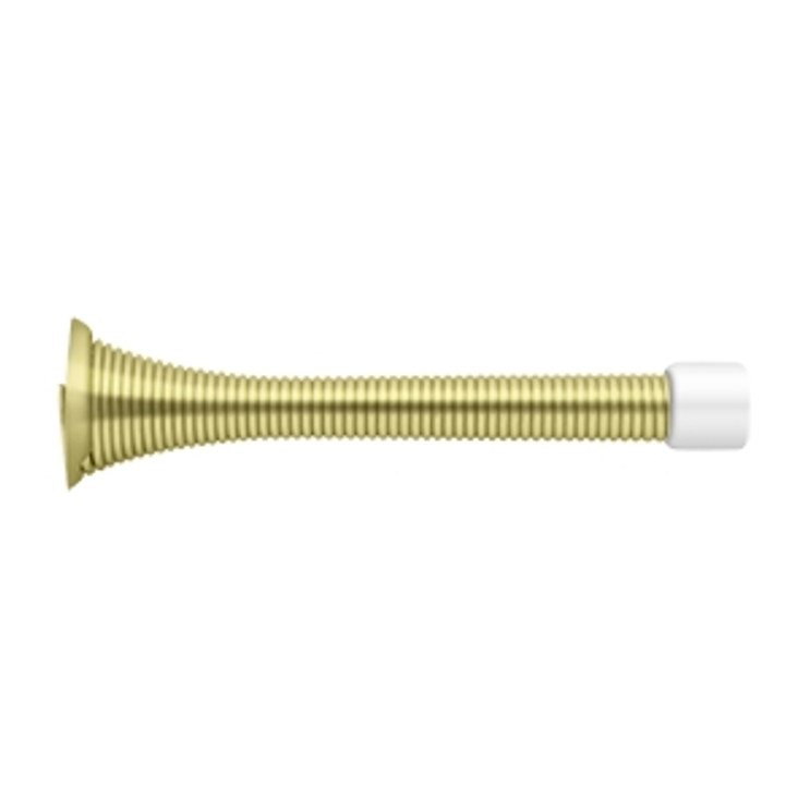 Deltana Baseboard Door Bumper-Steel 3-3/4", Hd, 7/16" Tip Projection, Bright Polished Brass