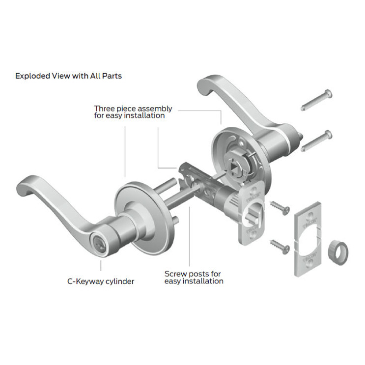 Schlage Residential J170 Torino Dummy Lever Lock Function, Satin Nickel