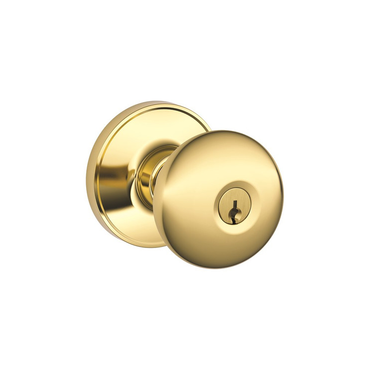 Schlage Residential J54 Stratus Keyed Entry Knob Lock Function, Bright Polished Brass