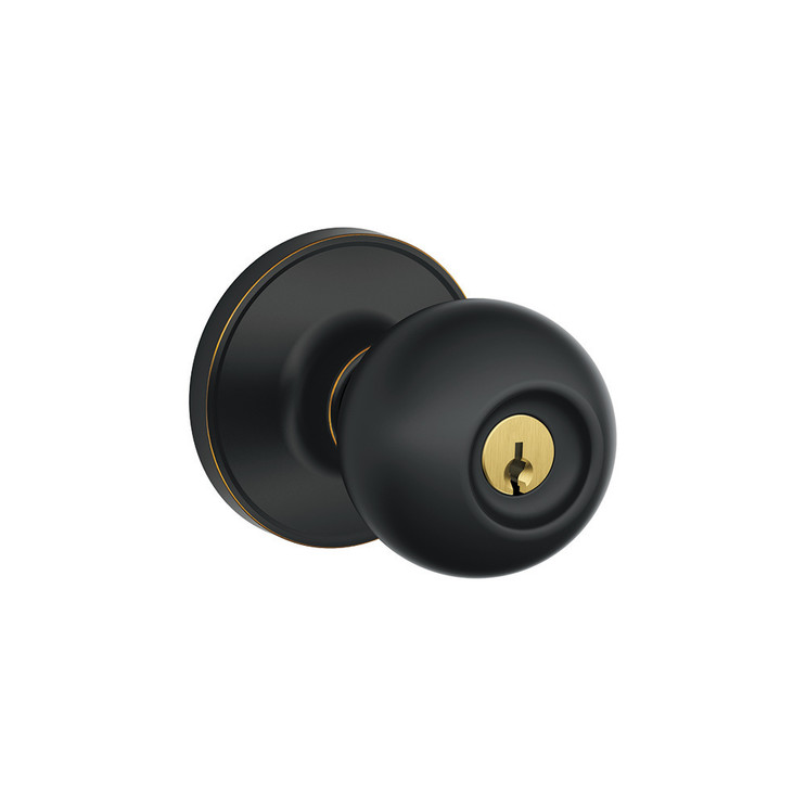 Schlage Residential J54 Corona Keyed Entry Knob Lock Function, Aged Bronze