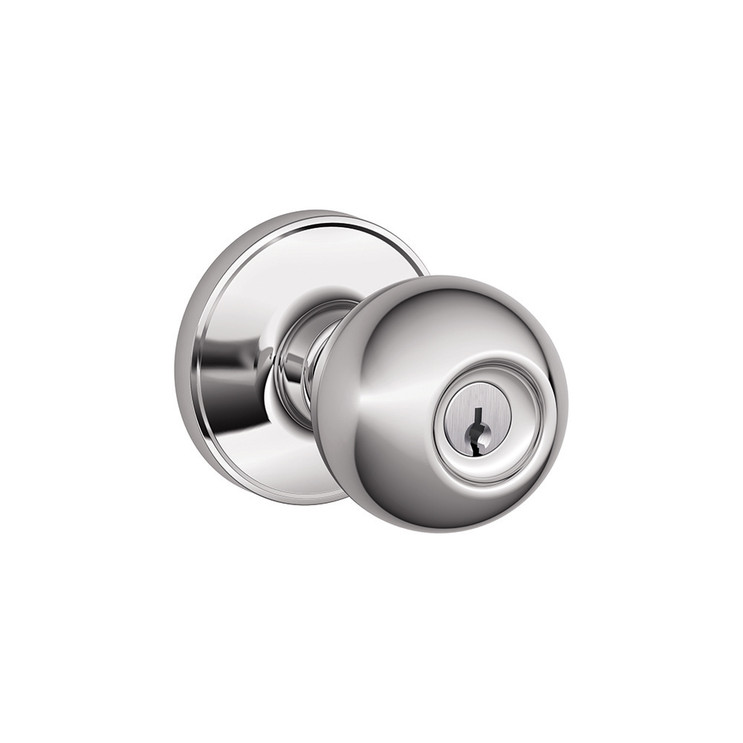 Schlage Residential J54 Corona Keyed Entry Knob Lock Function, Bright Polished Chrome