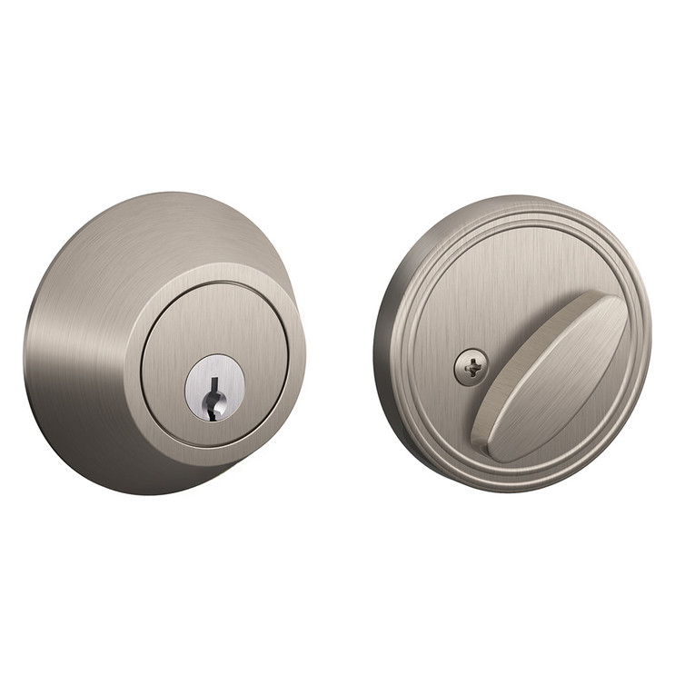Schlage Residential JD60 Deadbolt In Vis Pack, Single Cylinder, Schlage C Keyway, Adjustable 2-3/8" or 2-3/4" Backset, Satin Nickel