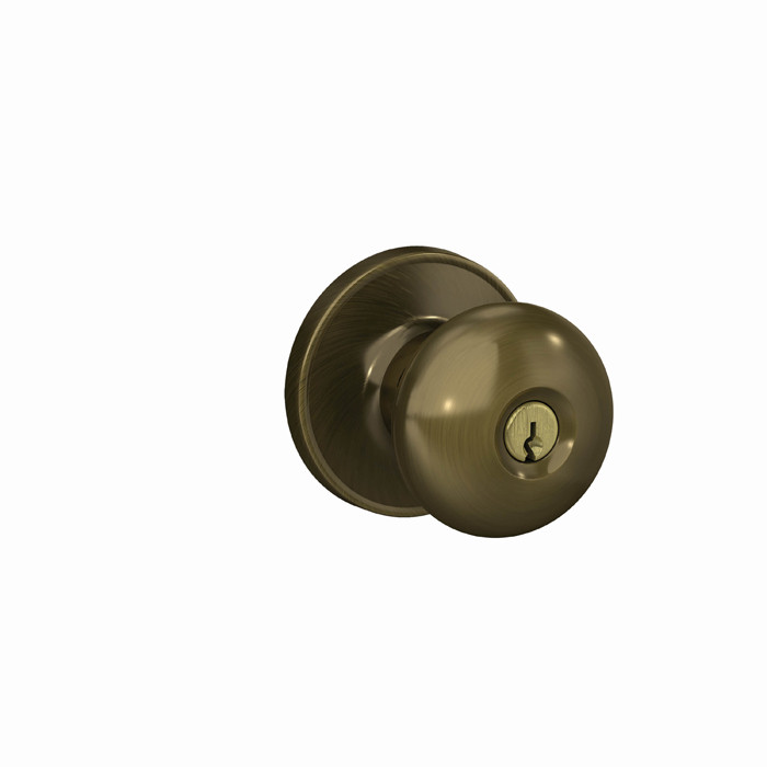 Schlage Residential J54 Stratus Keyed Entry Knob Lock In Vis Pack Function, Satin Brass Blackened