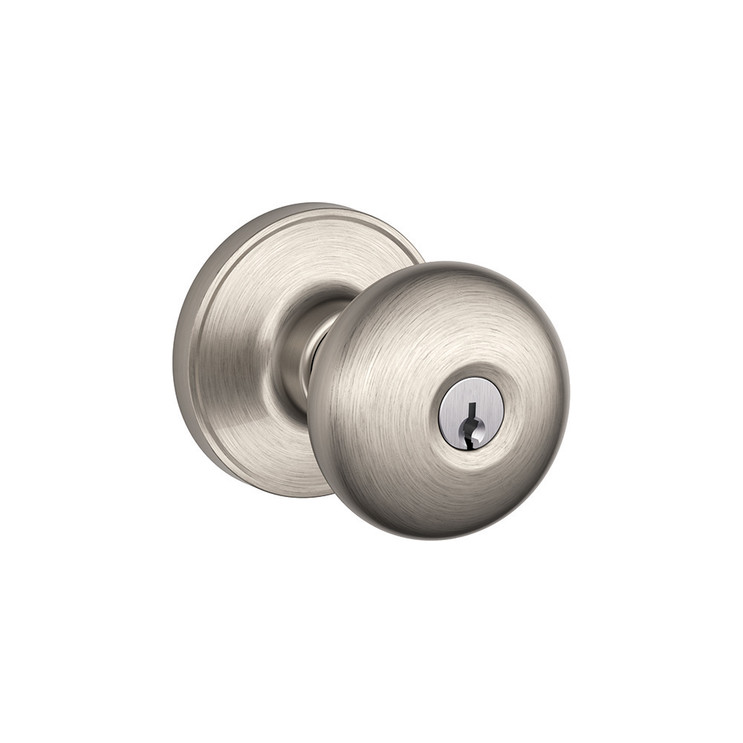 Schlage Residential J54 Stratus Keyed Entry Knob Lock In Vis Pack Function, Satin Nickel