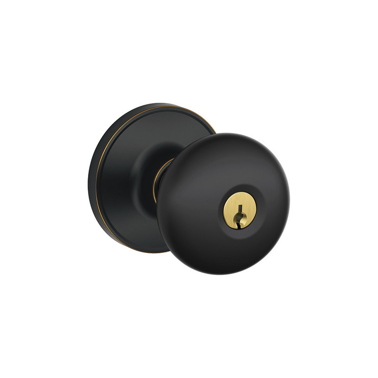 Schlage Residential J54 Stratus Keyed Entry Knob Lock In Vis Pack Function, Aged Bronze