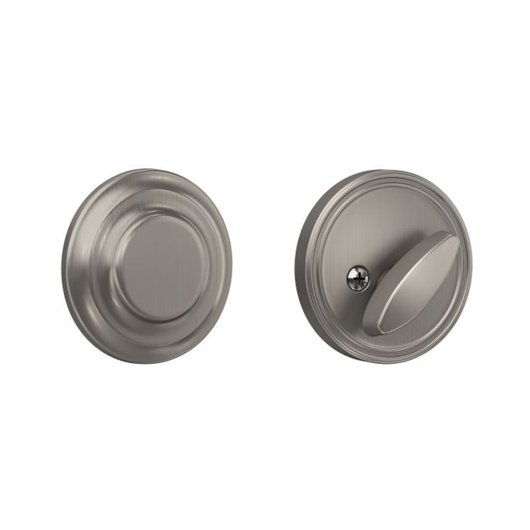 Schlage Residential JD80 One Sided Deadbolt With Exterior Plate, Adjustable 2-3/8" or 2-3/4" Backset, Satin Nickel