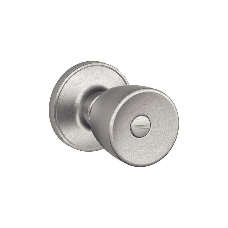 Schlage Residential J40 Byron Privacy Knob Lock In Vis Pack Function, Satin Stainless Steel