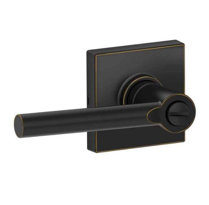 Schlage Residential J40 Solstice Privacy Lever Lock With Collins Trim Function, Decorative, Aged Bronze