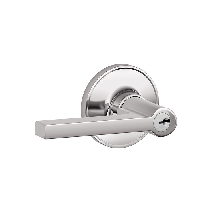 Schlage Residential J54 Solstice Keyed Entry Lever Lock Function, Bright Polished Chrome