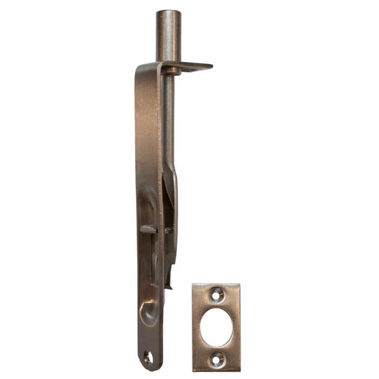 Orca Hardware 6" Flush Bolt With Radius Corners, Satin Nickel