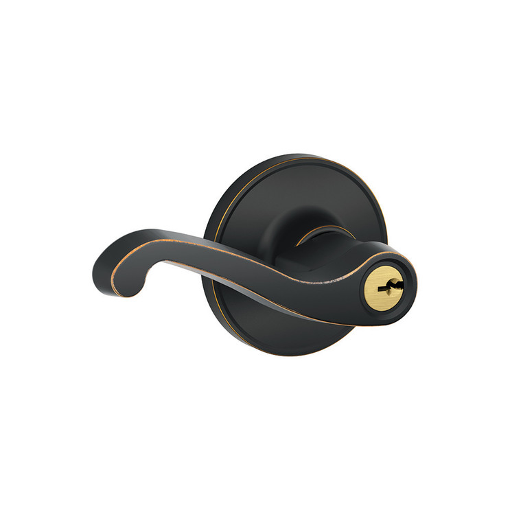 Schlage Residential J54 Lasalle Keyed Entry Lever Lock Function, Aged Bronze