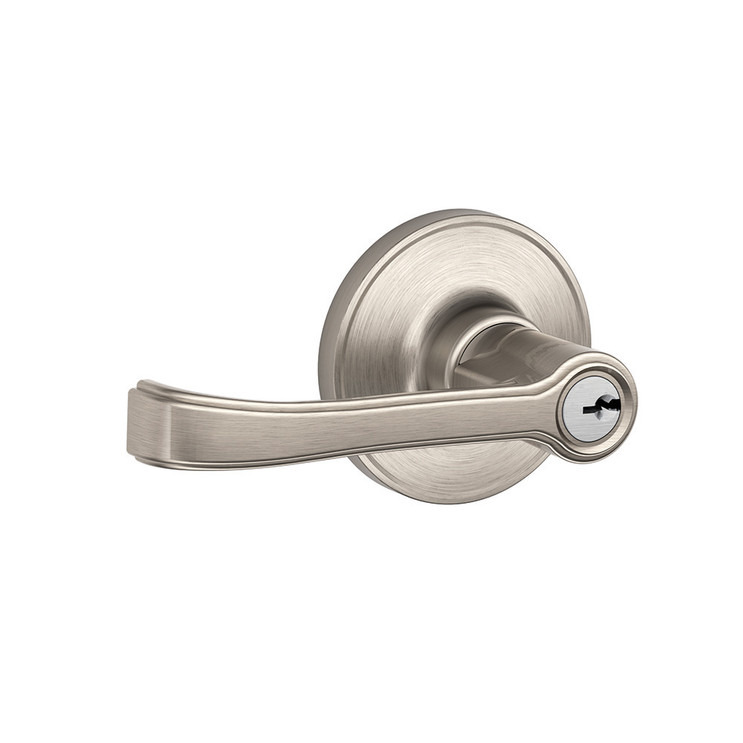 Schlage Residential J54 Torino Keyed Entry Lever Lock Function, Satin Nickel