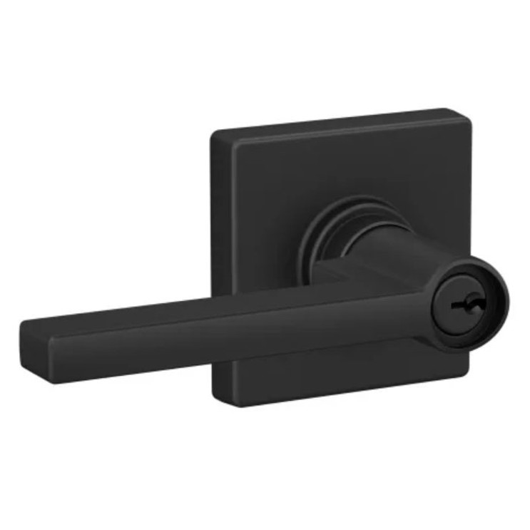 Schlage Residential J54 Solstice Keyed Entry Lever Lock With Collins Trim Function, Decorative, Matte Black