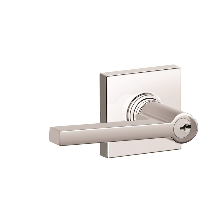 Schlage Residential J54 Solstice Keyed Entry Lever Lock With Collins Trim Function, Decorative, Bright Polished Chrome