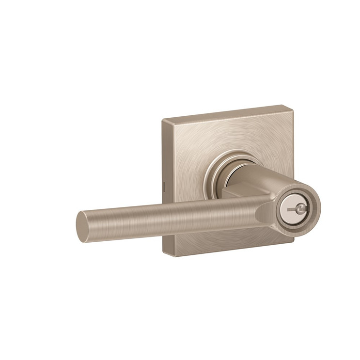 Schlage Residential J54 Broadway Keyed Entry Lever Lock With Collins Trim Function, Decorative, Satin Nickel