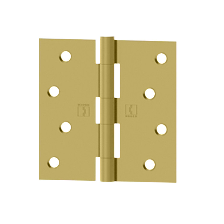 Hager Full Mortise Residential Hinge Square Corner Plain Bearing Steel 3-1/2" X 3-1/2", Brass Dichromate