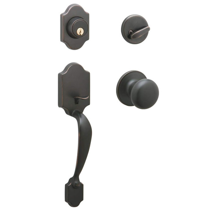 Schlage Residential Jh60 Vis Pack Handleset/Entrance Lock Ual Ed, Entrance Handleset, Paris Exterior, Stratus Knob Interior, Aged Bronze