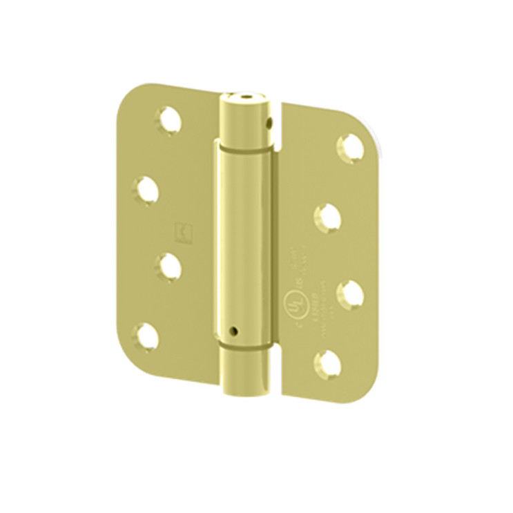 Hager Full Mortise Residential Hinge 5/8" Radius Corner Spring Steel 4" X 4", Satin Brass