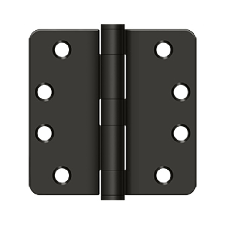 Deltana 4" X 4" X 1/4" Radius Corner Hinge Heavy Duty Steel, 1/ Round, .129 Thickness, Oil Rubbed Dark Bronze (Pair)