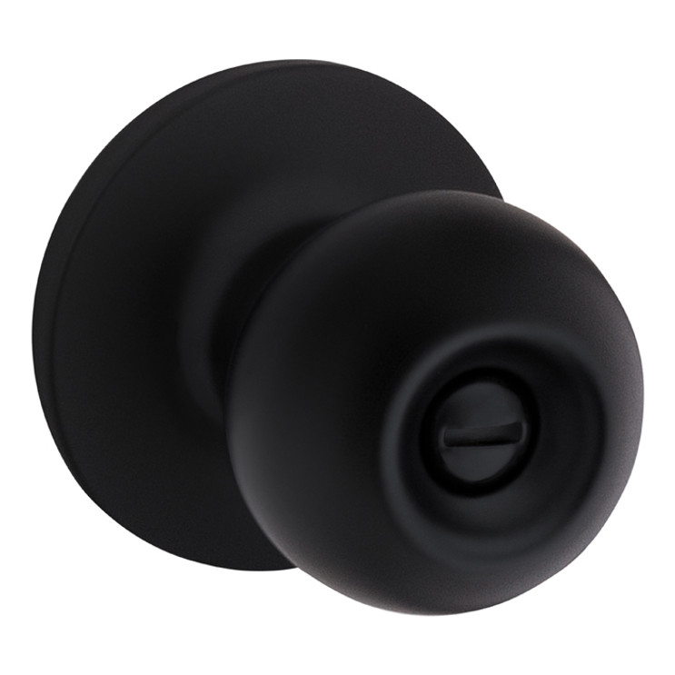 Safe Lock SK3000 Regina Privacy Knob, Round Rose, Round Corner Adjustable Latch, Round Corner Strike, Matte Black