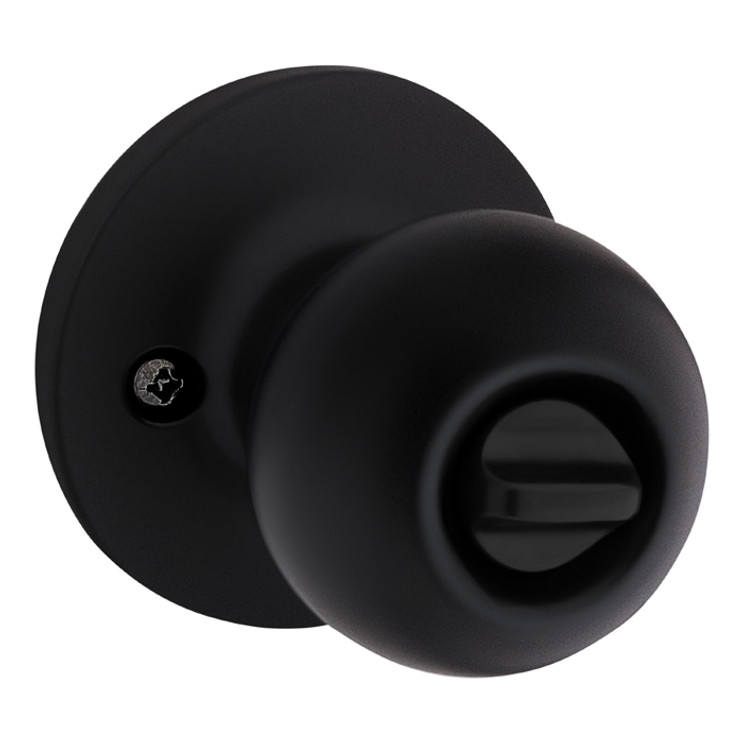 Safe Lock SK3000 Regina Privacy Knob, Round Rose, Round Corner Adjustable Latch, Round Corner Strike, Matte Black