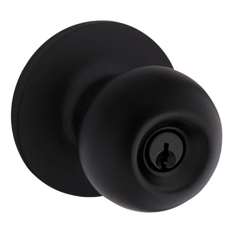 Safe Lock SK5000 Regina Keyed Entry Knob, Round Rose, Round Corner Adjustable Latch, Round Corner Strike, Keyed Alike in Groups of 3, Matte Black
