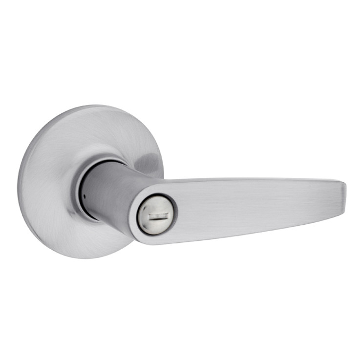 Safe Lock SL4000 Winston Privacy Lever, Push Button Inside, Round Rose, Round Corner Adjustable Latch, Round Corner Strike, Satin Chrome