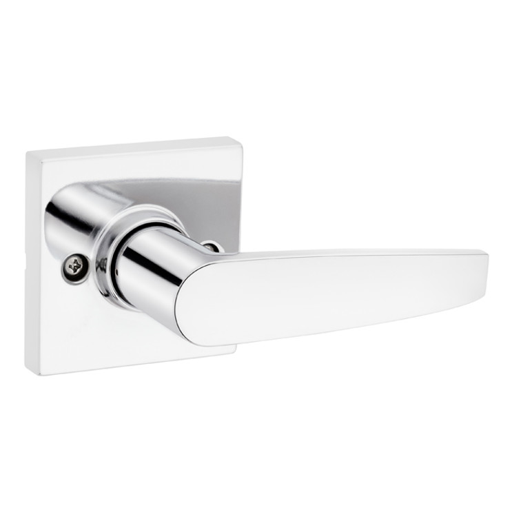 Safe Lock SL1000 Winston Passage Lever, Square Rose, Round Corner Adjustable Latch, Round Corner Strike, Bright Polished Chrome