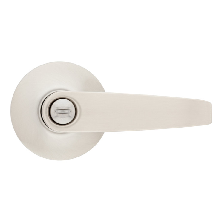 Safe Lock SL4000 Winston Privacy Lever, Push Button Inside, Round Rose, Round Corner Adjustable Latch, Round Corner Strike, Satin Nickel