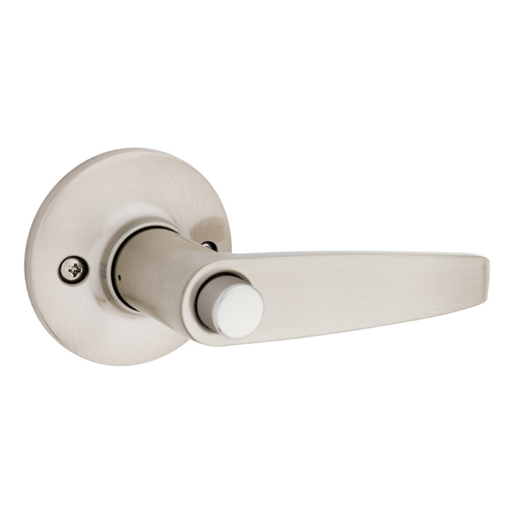 Safe Lock SL4000 Winston Privacy Lever, Push Button Inside, Round Rose, Round Corner Adjustable Latch, Round Corner Strike, Satin Nickel