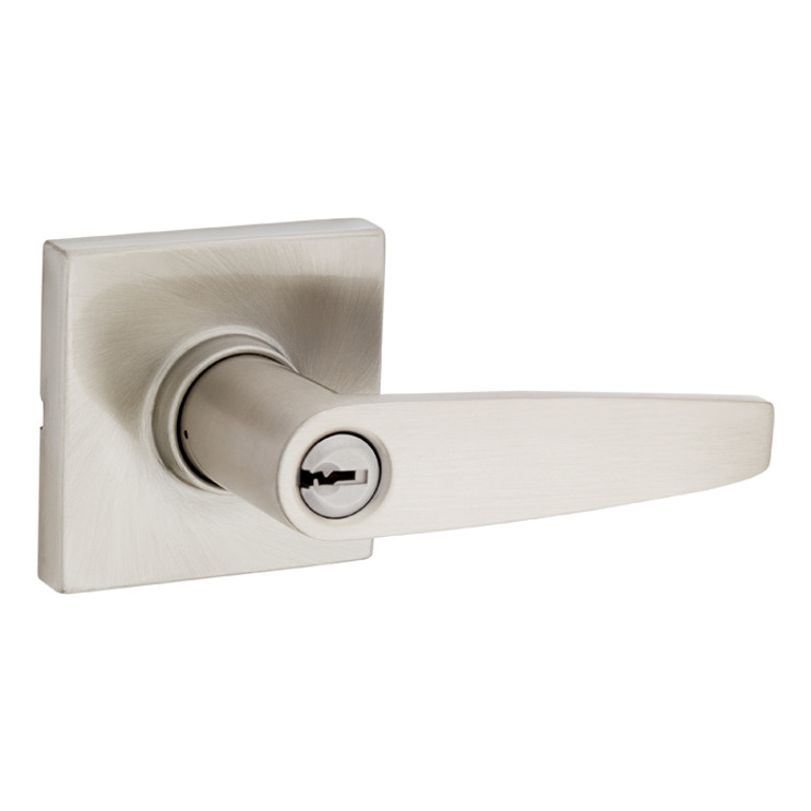 Safe Lock SL6000 Winston Keyed Entry Lever, Turn Button Inside, Square Rose, Round Corner Adjustable Latch, Round Corner Strike, Keyed Alike in Groups of 5, Satin Nickel