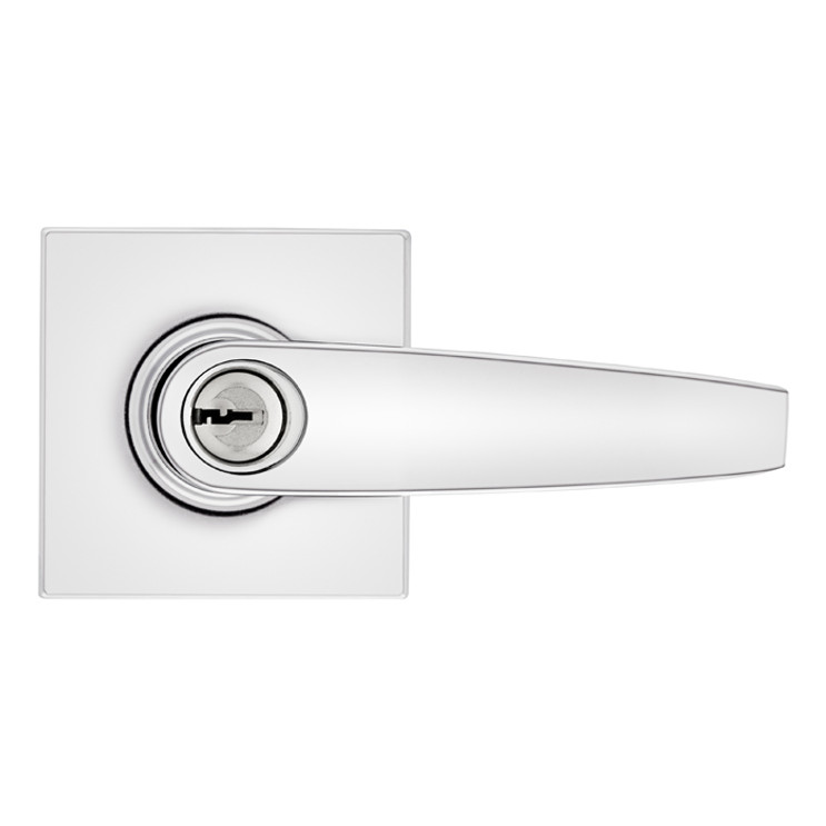 Safe Lock SL6000 Winston Keyed Entry Lever, Turn Button Inside, Square Rose, Round Corner Adjustable Latch, Round Corner Strike, Keyed Alike in Groups of 5, Bright Polished Chrome