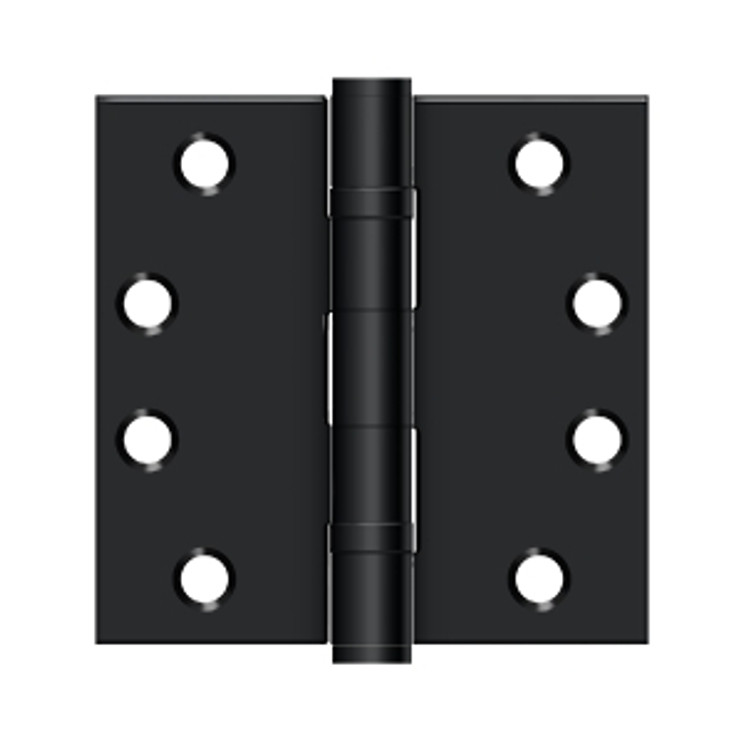 Deltana 4" X 4" Square Corner Hinge W/Ball Bearings Heavy Duty Steel, .129 Thickness, Ball, Black Painted (Pair)