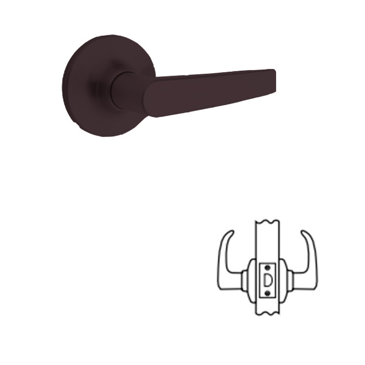 Safe Lock SL1000 Winston Passage Lever, Round Rose, Round Corner Adjustable Latch, Round Corner Strike, Matte Black