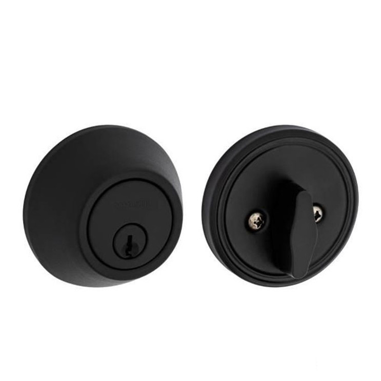 Safe Lock SD9100 Single Cylinder Deadbolt, Round Corner Adjustable Latch, Round Corner Strike, Matte Black
